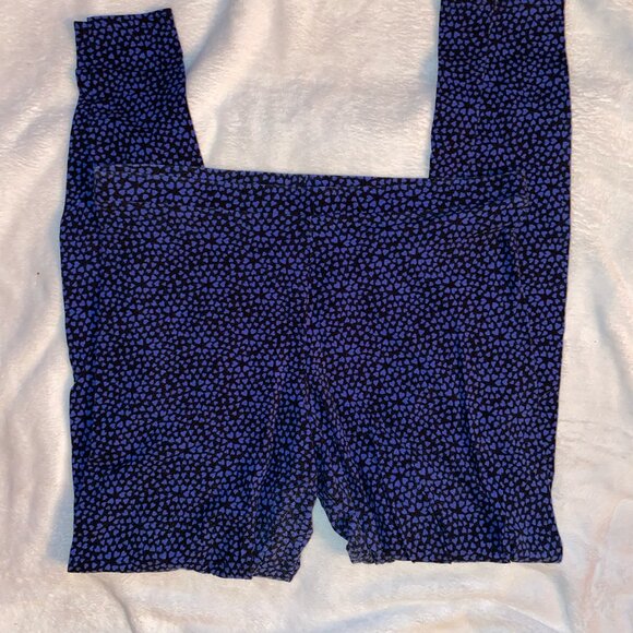 LC Lauren Conrad Black w/Blue Hearts Leggings Size Large - Picture 4 of 6